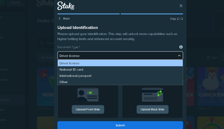 KYC at Stake Limbo step 2