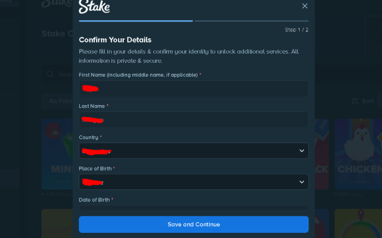 KYC at Stake Limbo step 1