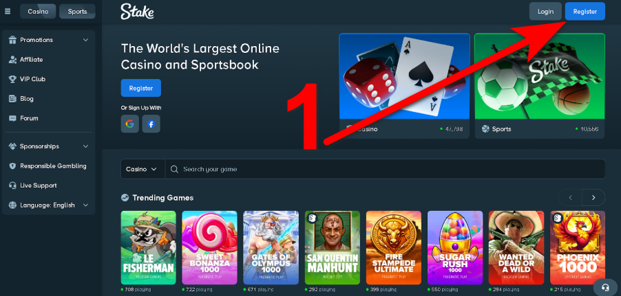 Register at Keno Stake Casino