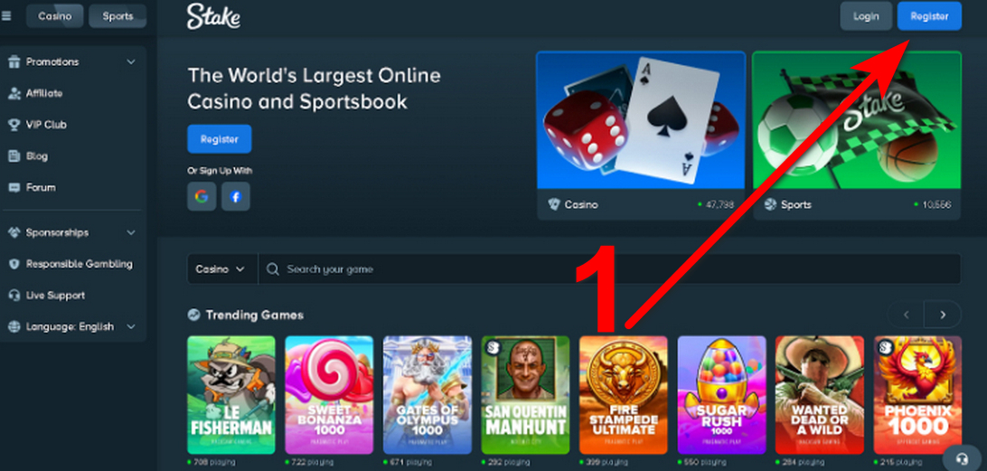 Registration at Stake Limbo step 1