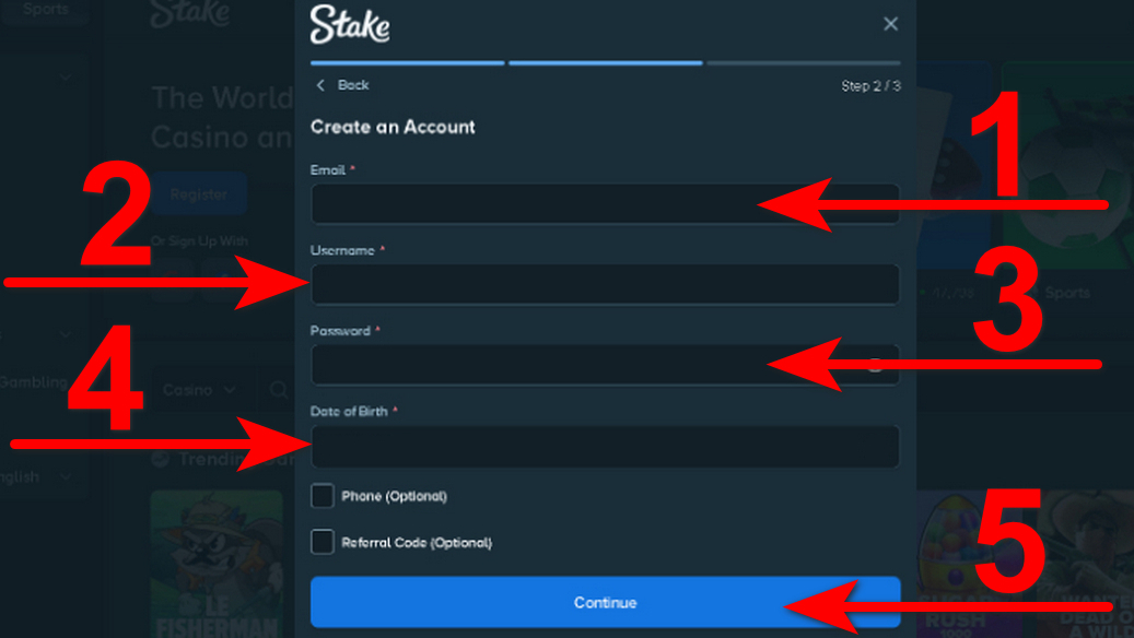 Registration at Stake Limbo step 2